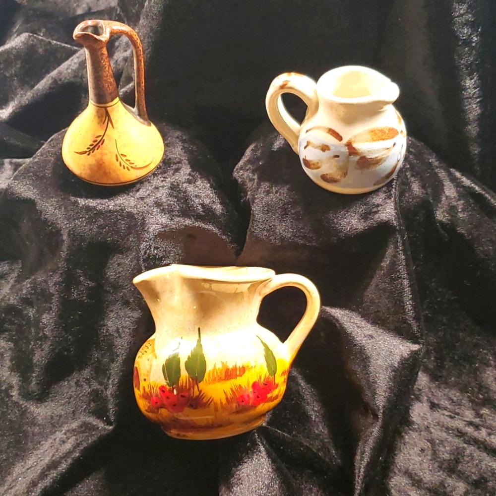 Decorative MINI Pottery  Pitchers (3)